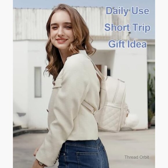 Mini Plaid Vegan Leather Backpack Daypack with Multiple Pockets main image 6